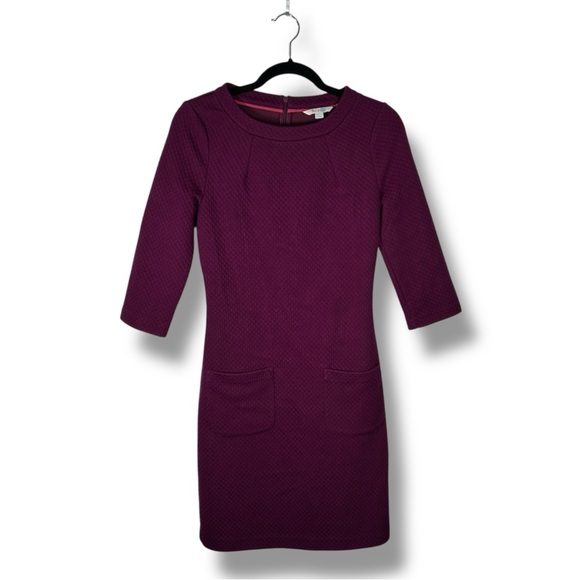Boden Jasmine Ottoman Purple Wine Pocketed Sheath Dress Size 2R - “Awiti” - Picture 1 of 16